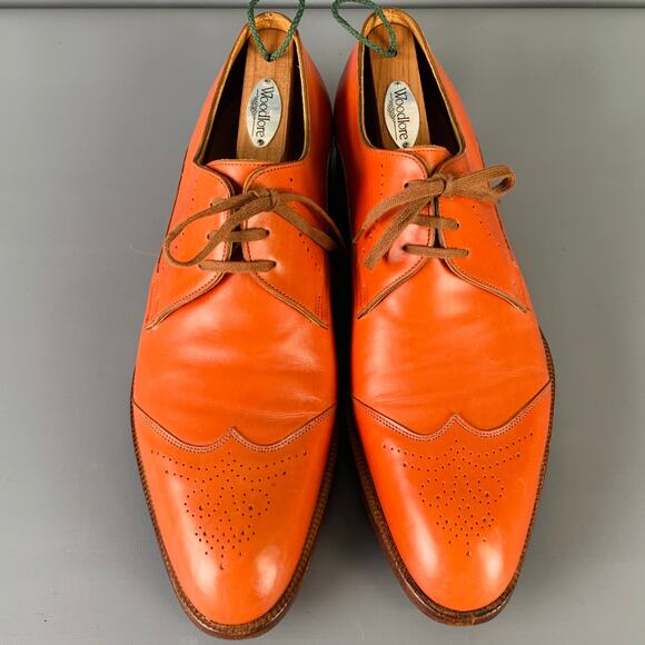 JOHN LOBB Size 8.5 Orange Perforated Leather Lace-Up Shoes - Picture 4 of 9